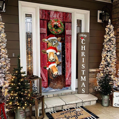 Funny Cow Christmas Door Cover, Cattle