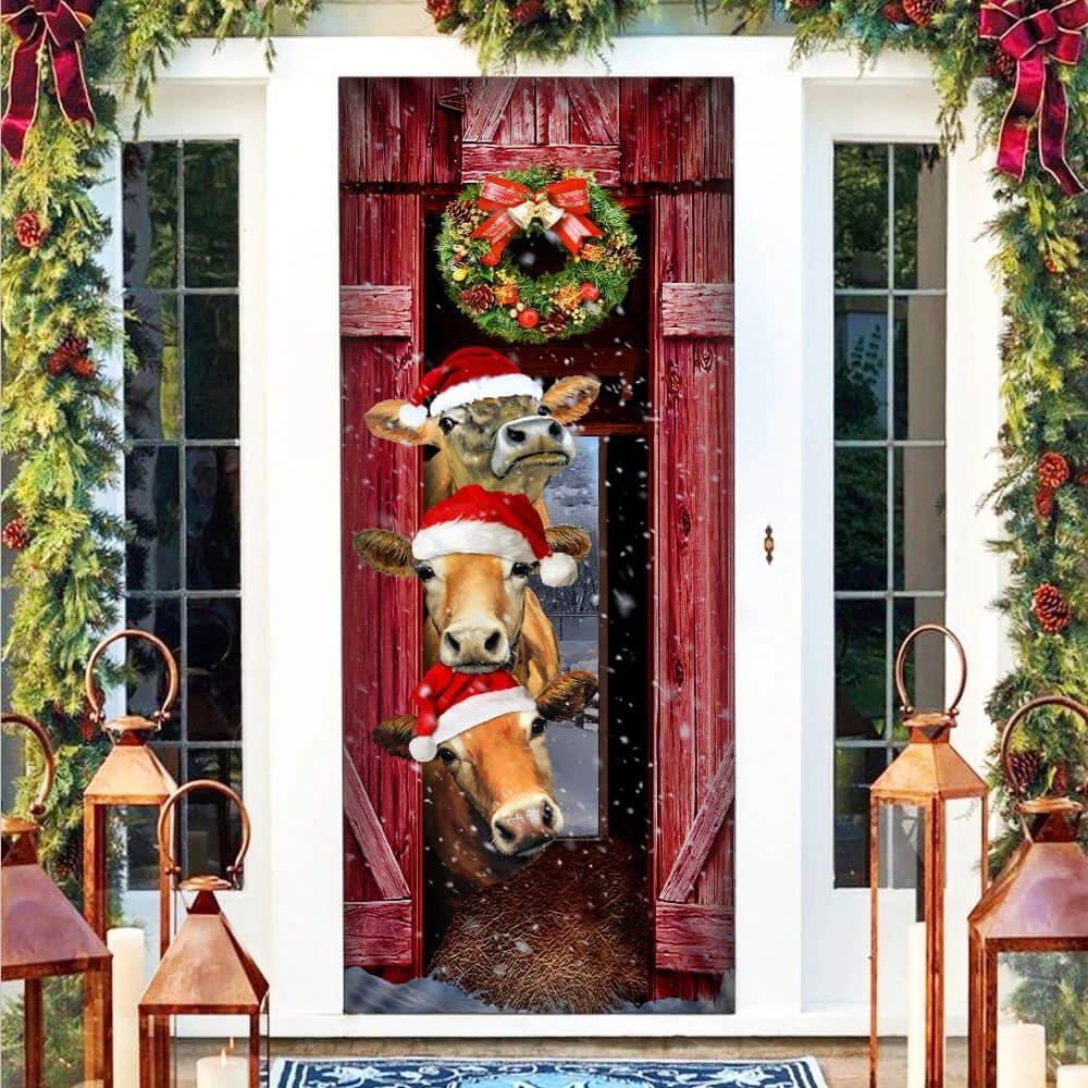 Funny Cow Christmas Door Cover, Cattle