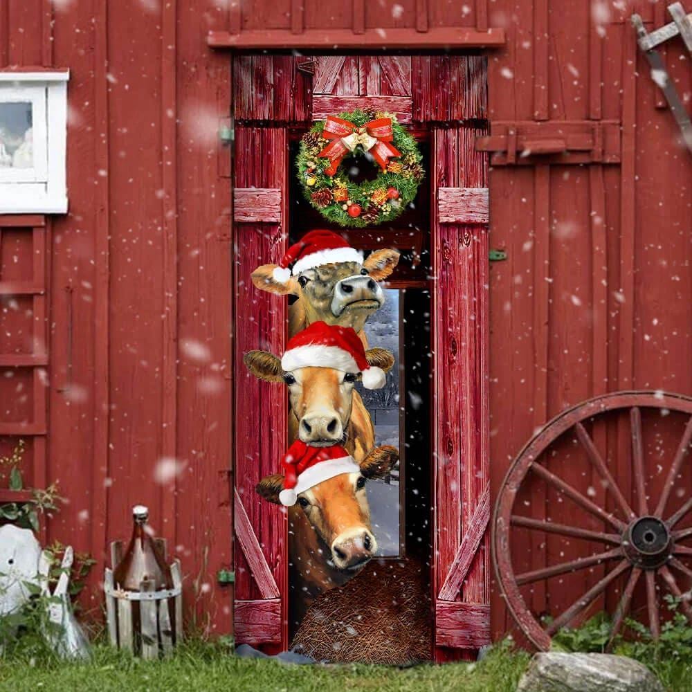 Funny Cow Christmas Door Cover, Cattle