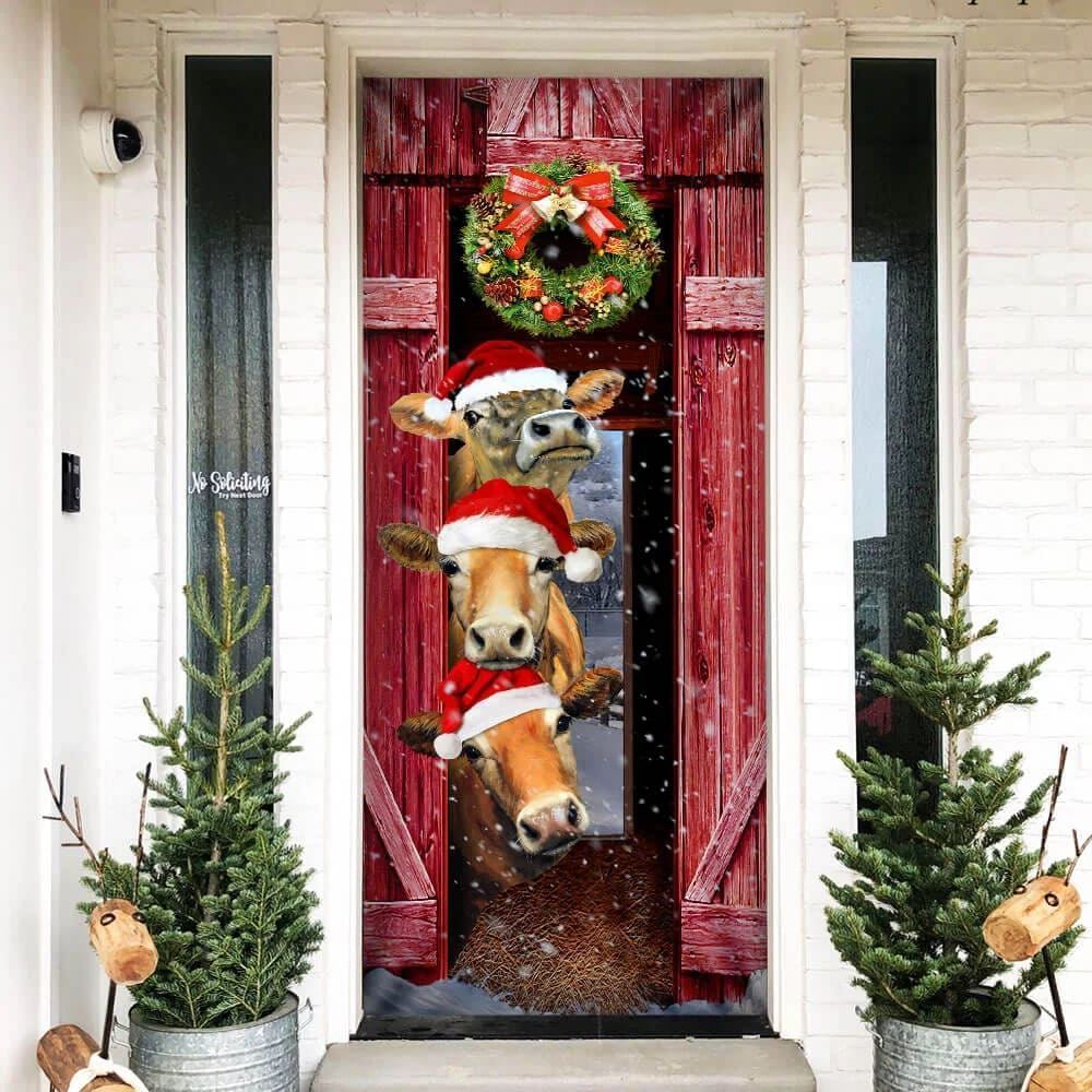 Funny Cow Christmas Door Cover, Cattle