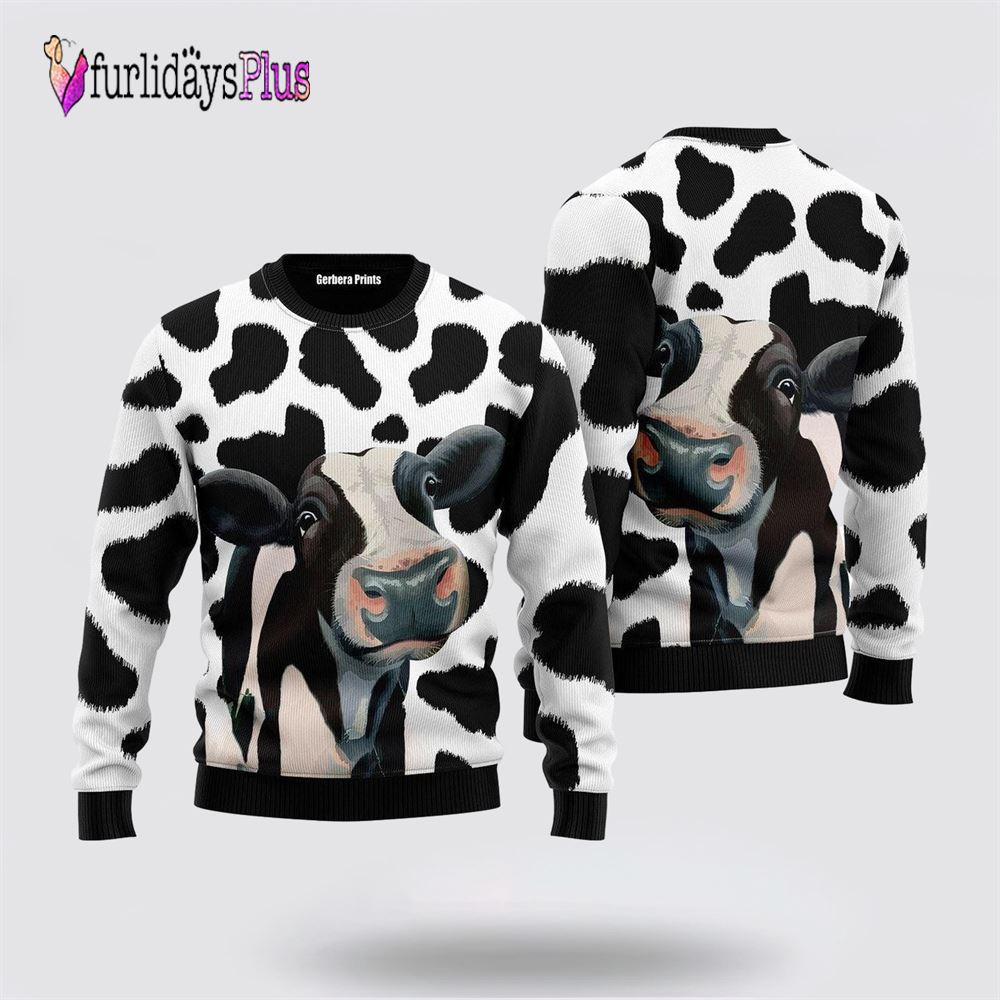 Funny Cow Ugly Christmas Sweater, Sweater Gifts For Pet Lover