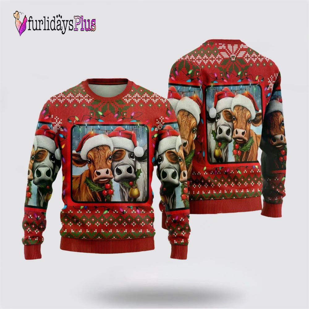 Funny Cow Ugly Christmas Sweaters For Men Women, Christmas Gift, Christmas Winter Fashion, Farmers Sweater