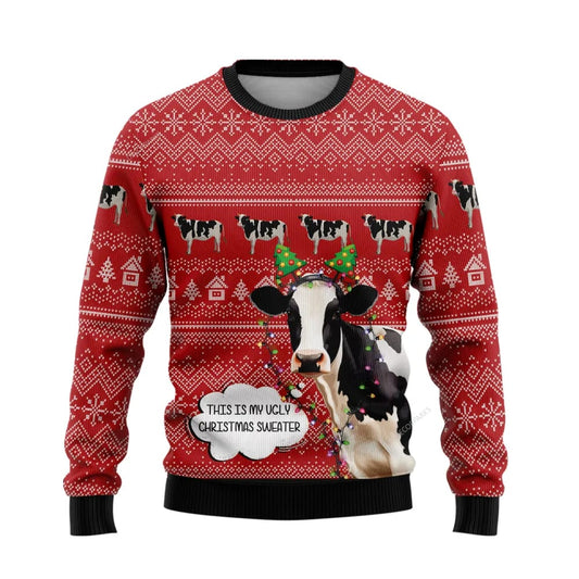 Funny Dairy Cattle Ugly Christmas Sweater For Men Women, Christmas Gift, Christmas Winter Fashion, Farmers Sweater