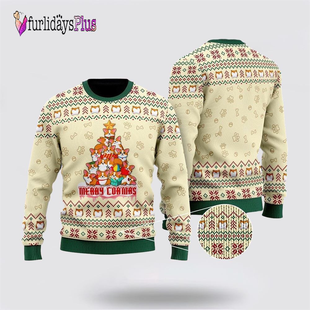 Funny Dog Merry Corgmas Ugly Christmas Sweater 3D, Dog Lover Christmas Sweater