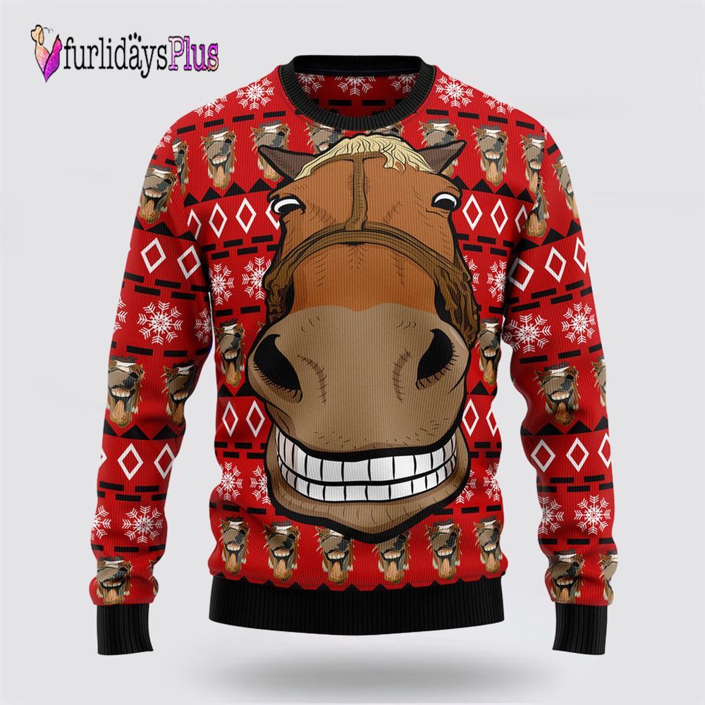 Funny Horse Christmas Ugly Christmas Sweater, Sweater Gifts For Pet Lover