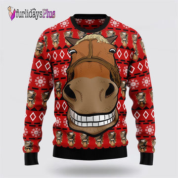 Funny Horse Christmas Ugly Christmas Sweater, Sweater Gifts For Pet Lover