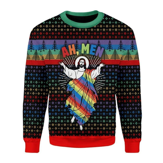 Funny Jesus Lgbt Ugly Christmas Sweater For Men & Women Adult, Sweater For Christian
