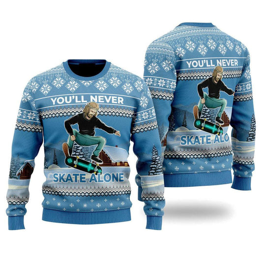 Funny Jesus Skateboarding Ugly Christmas Sweater For Men & Women, Sweater For Christian