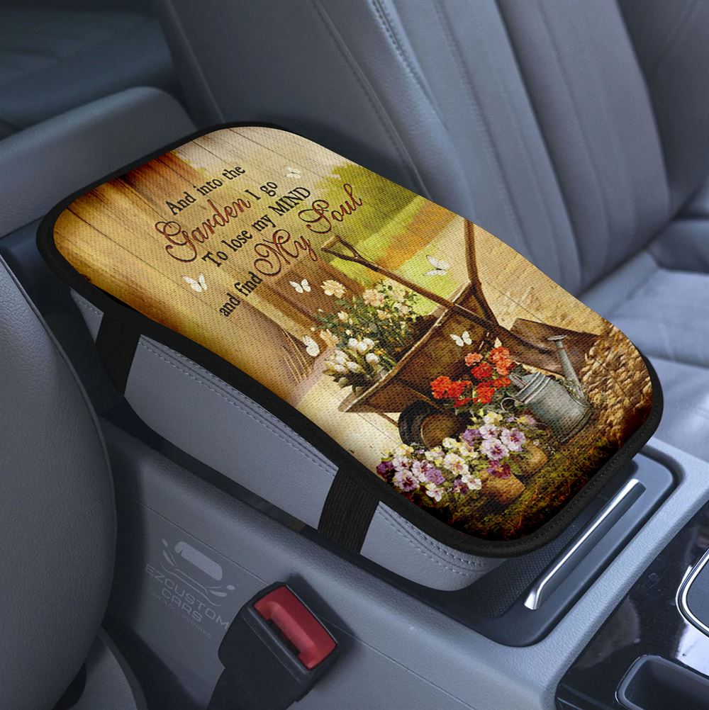 Garden Cute Rabbit Daisy Vase Car Center Console Cover, Choose Happy Love Always Armrest Pad Cover, Christian Car Accessory