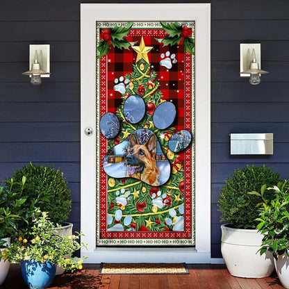 German Shepherd Dog Paw Christmas Door Cover