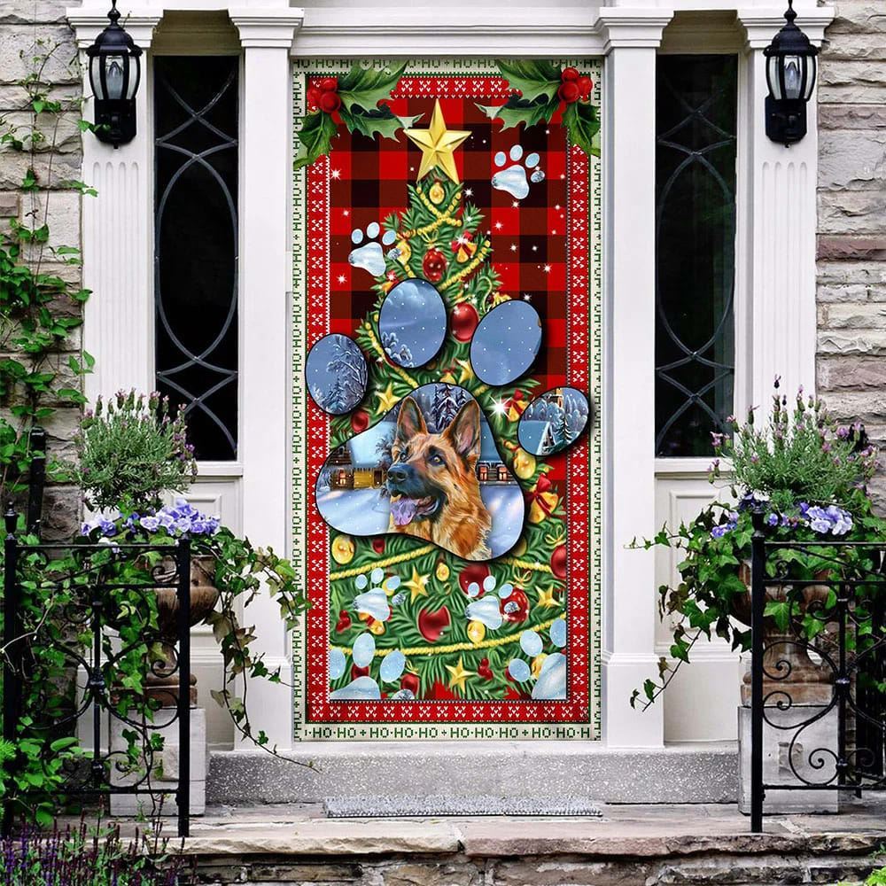 German Shepherd Dog Paw Christmas Door Cover