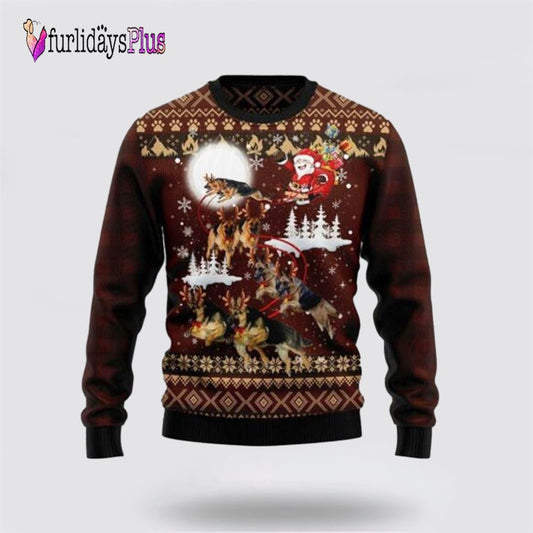 German Shepherd Dog Reindeers Car Ugly Christmas Sweater, Dog Lover Christmas Sweater