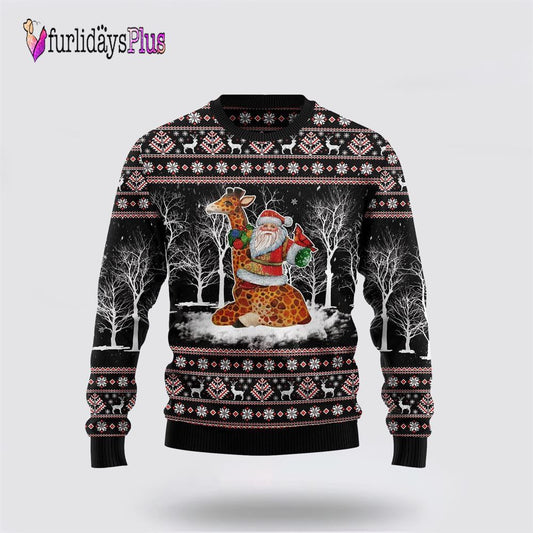 Giraffe Santa Claus Ugly Christmas Sweater For Men And Women, Christmas Gift, Christmas Winter Fashion