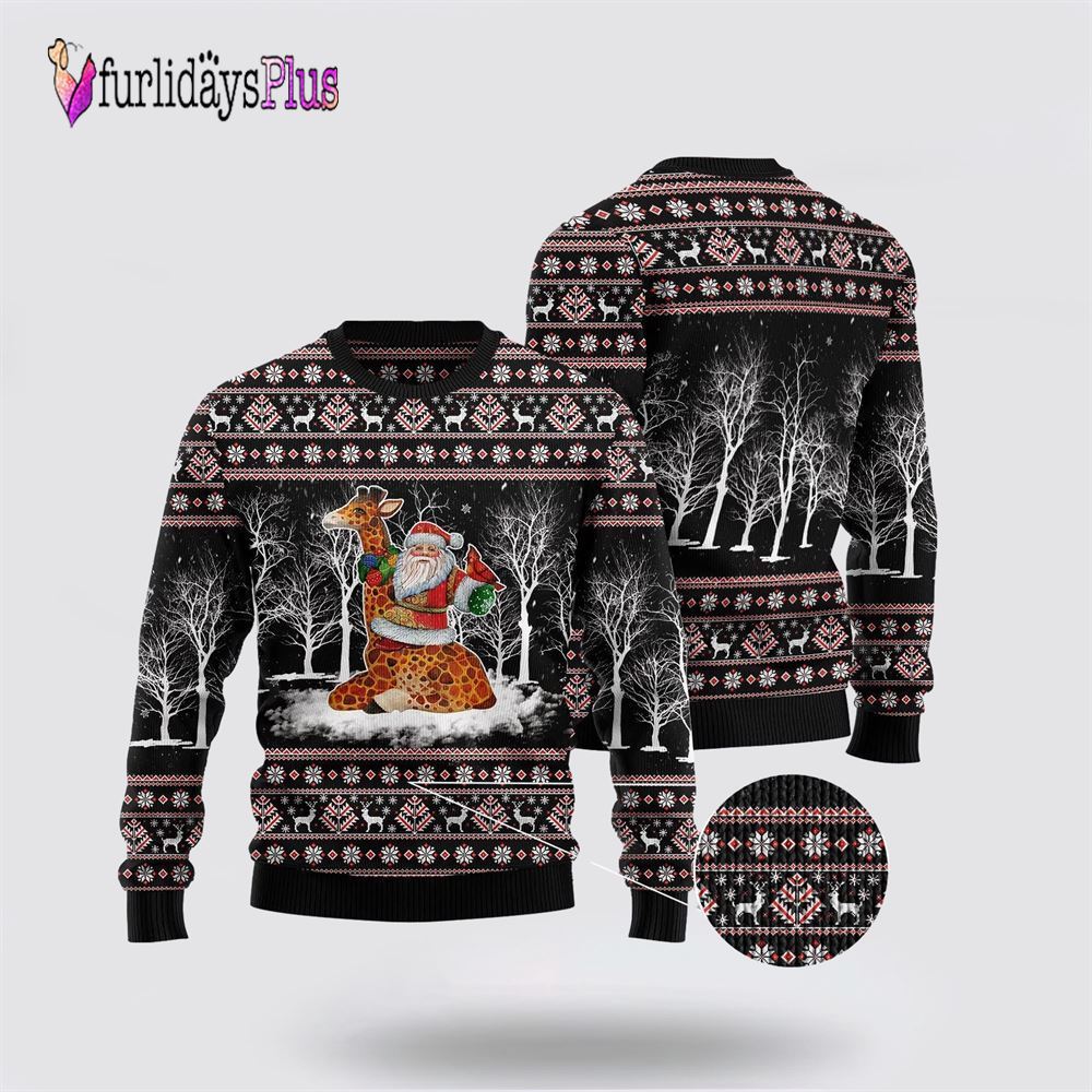 Giraffe Santa Claus Ugly Christmas Sweater For Men And Women, Christmas Gift, Christmas Winter Fashion