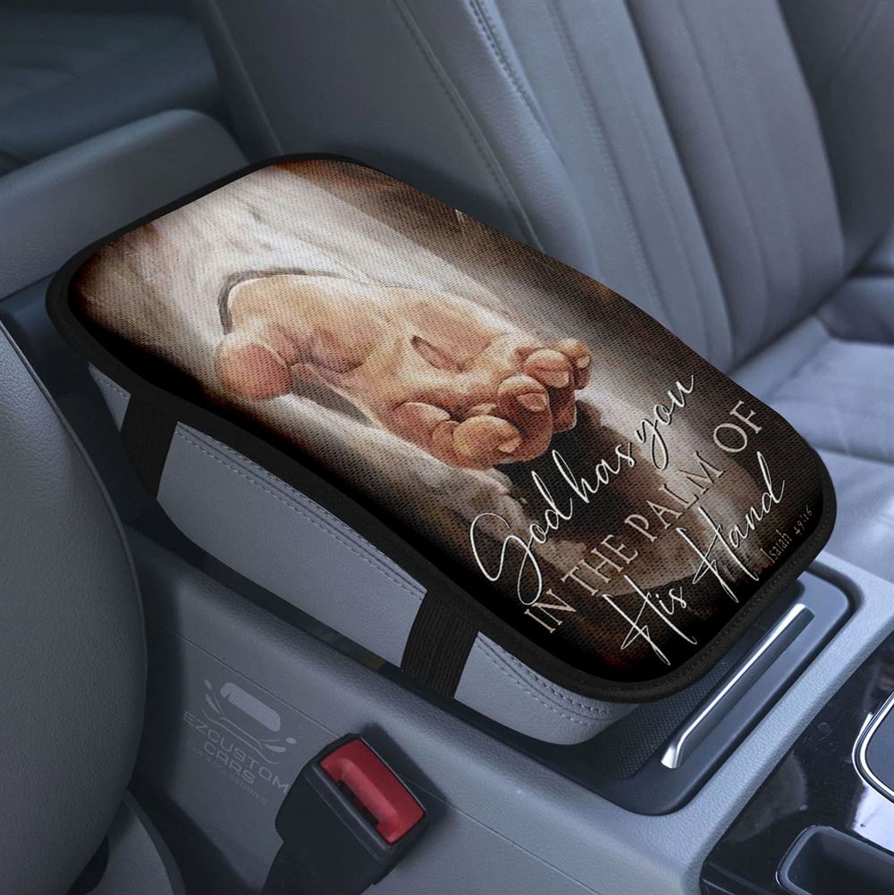 God Has You In His Arms Car Center Console Cover, Jesus Hand Red Cardinal Armrest Pad Cover, Christian Car Accessory