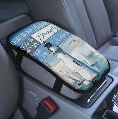 God Is Good All The Time Car Center Console Cover, Beautiful Horse Jesus Hand Armrest Pad Cover, Christian Car Accessory