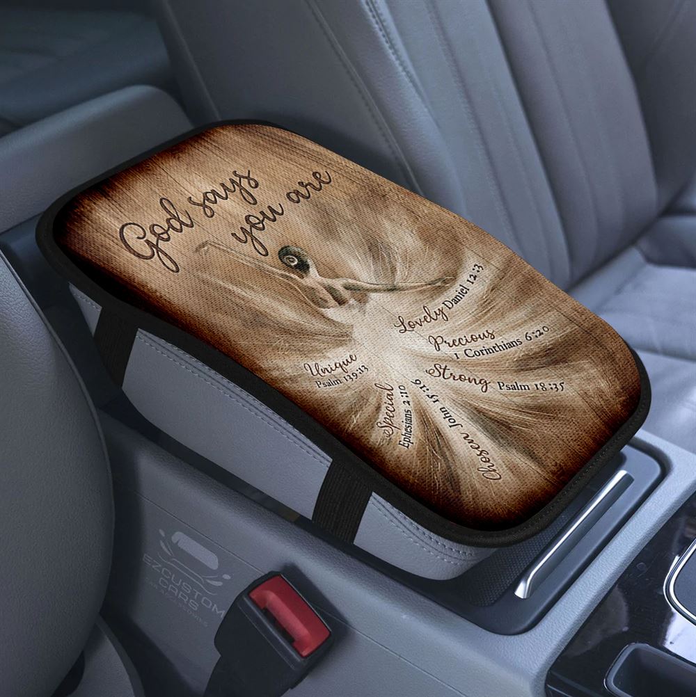 God Say You Are Natural Woman Car Center Console Cover, Christian Armrest Pad Cover, Religious Car Accessory