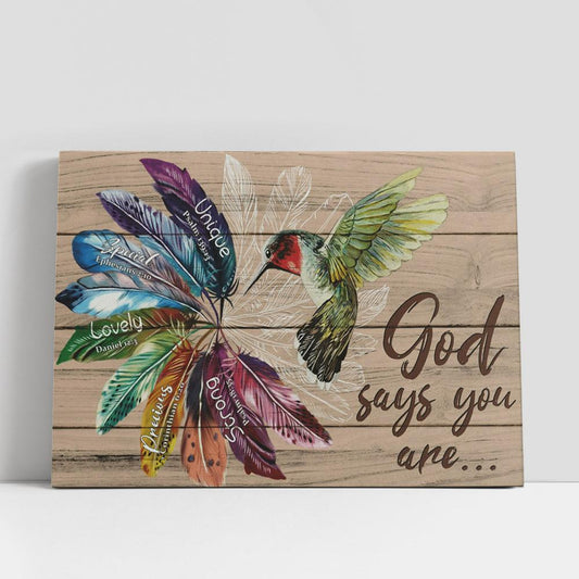 God Says You Are Hummingbirds Large Canvas Art, Christian Gifts Wall Art Home Decor, Religious Canvas Prints