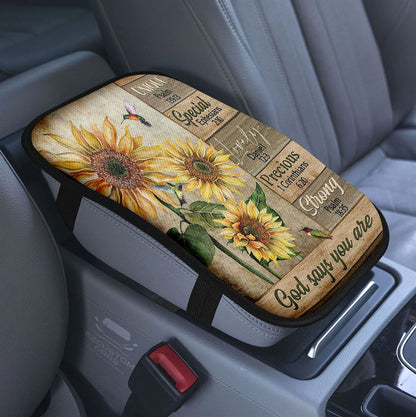 God Says You Are Motivational Black Car Center Console Cover, African American Armrest Pad Cover