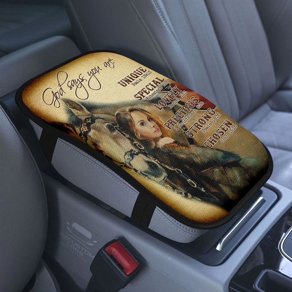 God Says You Are Piano Keys Gorgeous Butterfly Bible Verse Flowers Car Center Console Cover, Christian Armrest Pad Cover