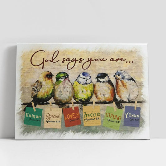 God Says You Are Sparrow Canvas Wall Art, Christian Gifts Wall Canvas, Scripture Canvas Prints