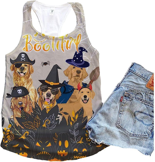 Golden Retriever Dog Bootiful Halloween Tank Top - Summer Casual Tank Tops For Women - Gift For Young Adults