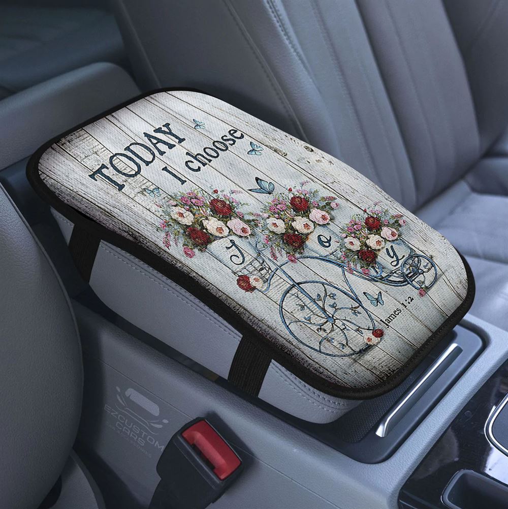 Good Tidings Of Comfort And Joy Christmas Car Center Console Cover, Bible Verse Armrest Pad Cover, Scripture Car Accessory