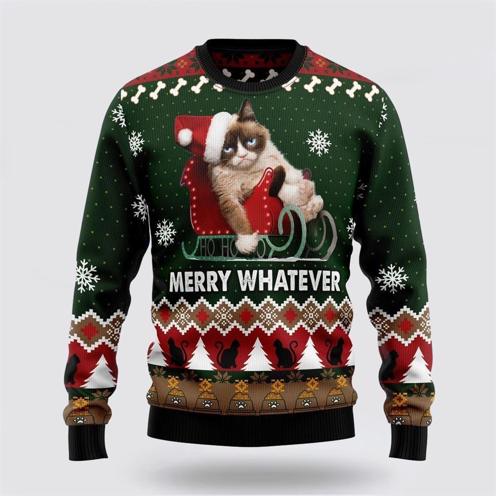 Grumpy Cat Ugly Christmas Sweater, Christmas Sweater For Cat Lover