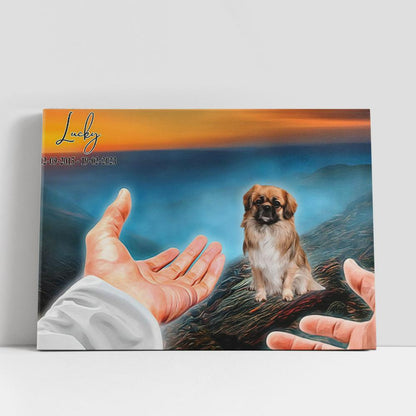 Hand Of God Custom Dog Wall Art Canvas, Personalized Pet Memorial Canvas Art, Pet Memorial Gifts