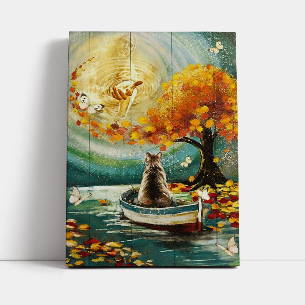 Hand Of God Fall Cat Boat Fall Tree Canvas Wall Art - Jesus Wall Art Home Decor - Religious Canvas Prints