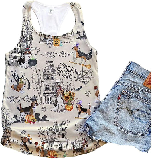 Harrier Dog Halloween Town Tank Top - Summer Casual Tank Tops For Women - Gift For Young Adults