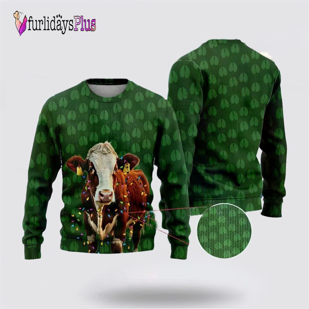 Hereford Cow Christmas Ugly Christmas Sweaters For Men Women, Christmas Gift, Christmas Winter Fashion, Farmers Sweater
