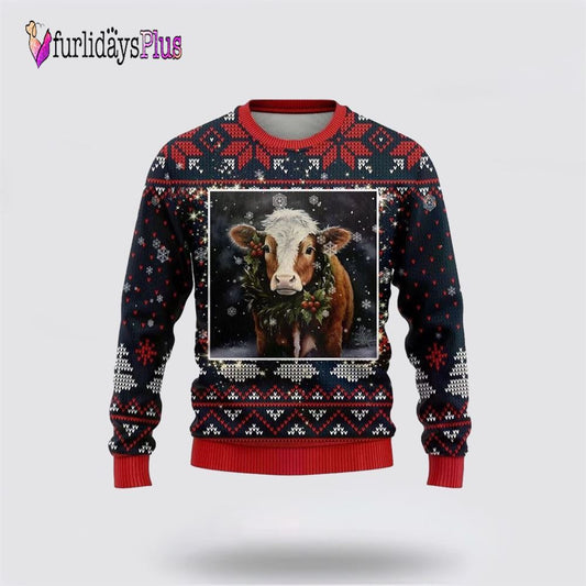 Hereford Cow Ugly Christmas Sweater For Men Women, Christmas Gift, Christmas Winter Fashion, Farmers Sweater