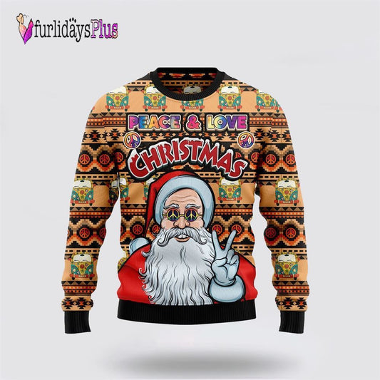 Hippie Santa Claus Peace And Love Ugly Christmas Sweater For Men And Women, Christmas Gift, Christmas Winter Fashion