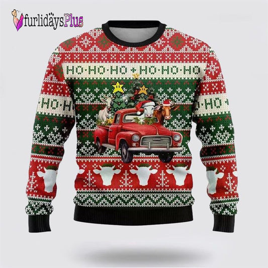 Ho Ho Ho Cow Christmas Ugly Christmas Sweaters For Men Women, Christmas Gift, Christmas Winter Fashion, Farmers Sweater