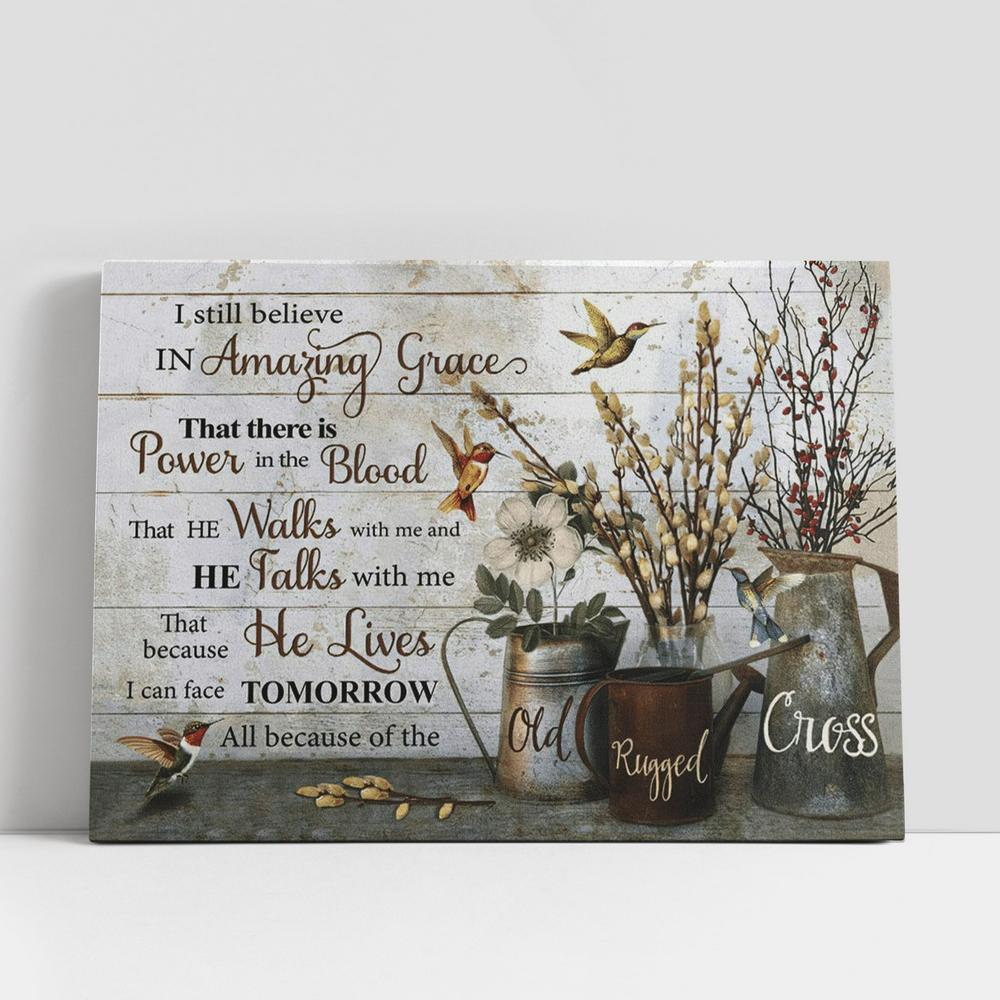 Hummingbird Flowers I Still Believe In Amazing Grace Canvas Poster