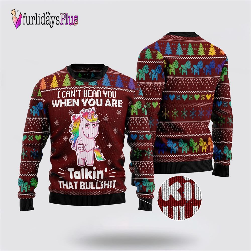 I Can‘t Hear You Unicorn Ugly Christmas Sweater, Best Gift For Christmas