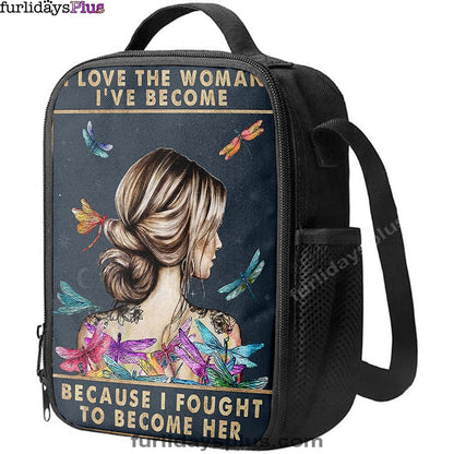 I Love The Woman I've Become Lunch Bag, Gifts For Women, Girls, Teens, Boho Hippie Dragonfly, Lunch Bags For Adults