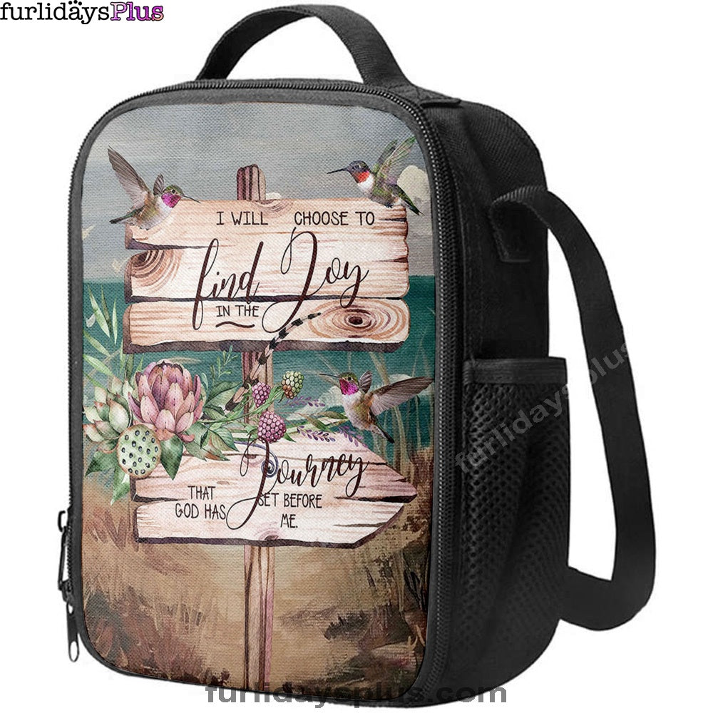 I Will Choose To Find Joy In The Journey That God Has Set Before Me Hummingbird Old Road Sign Lunch Bag, Lunch Bags For Adults