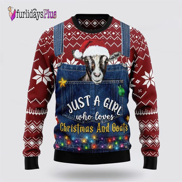 I'm Just A Girl Who Loves Goats Ugly Knitted Ugly Christmas Sweater, Sweater Gifts For Pet Lover