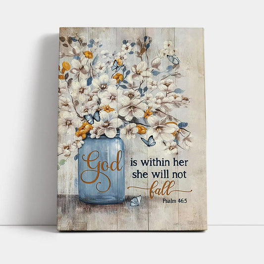 Jasmine Flower God Is Within Her Canvas Art - Bible Verse Wall Art - Christian Inspirational Wall Decor