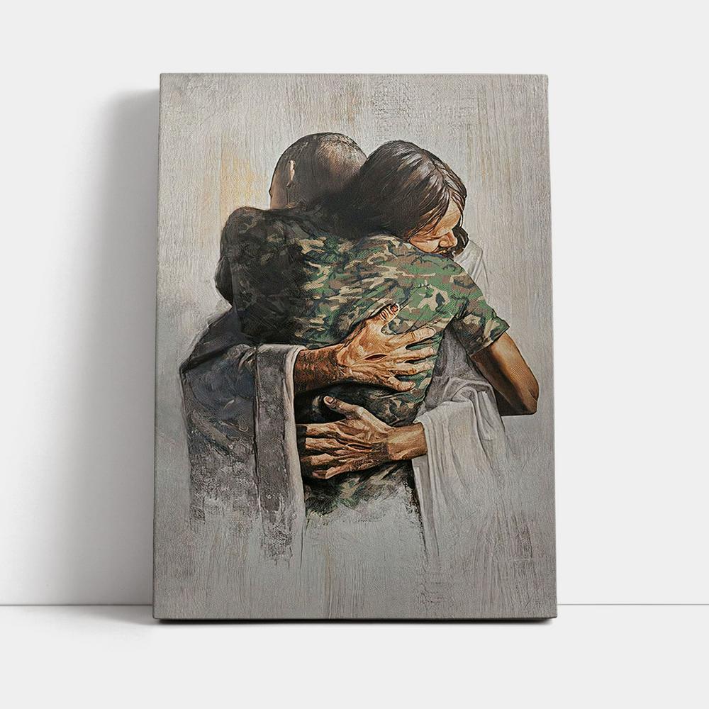 Jesus And American Soldiers Canvas Wall Art - Jesus Canvas Pictures - Christian Canvas Wall Art