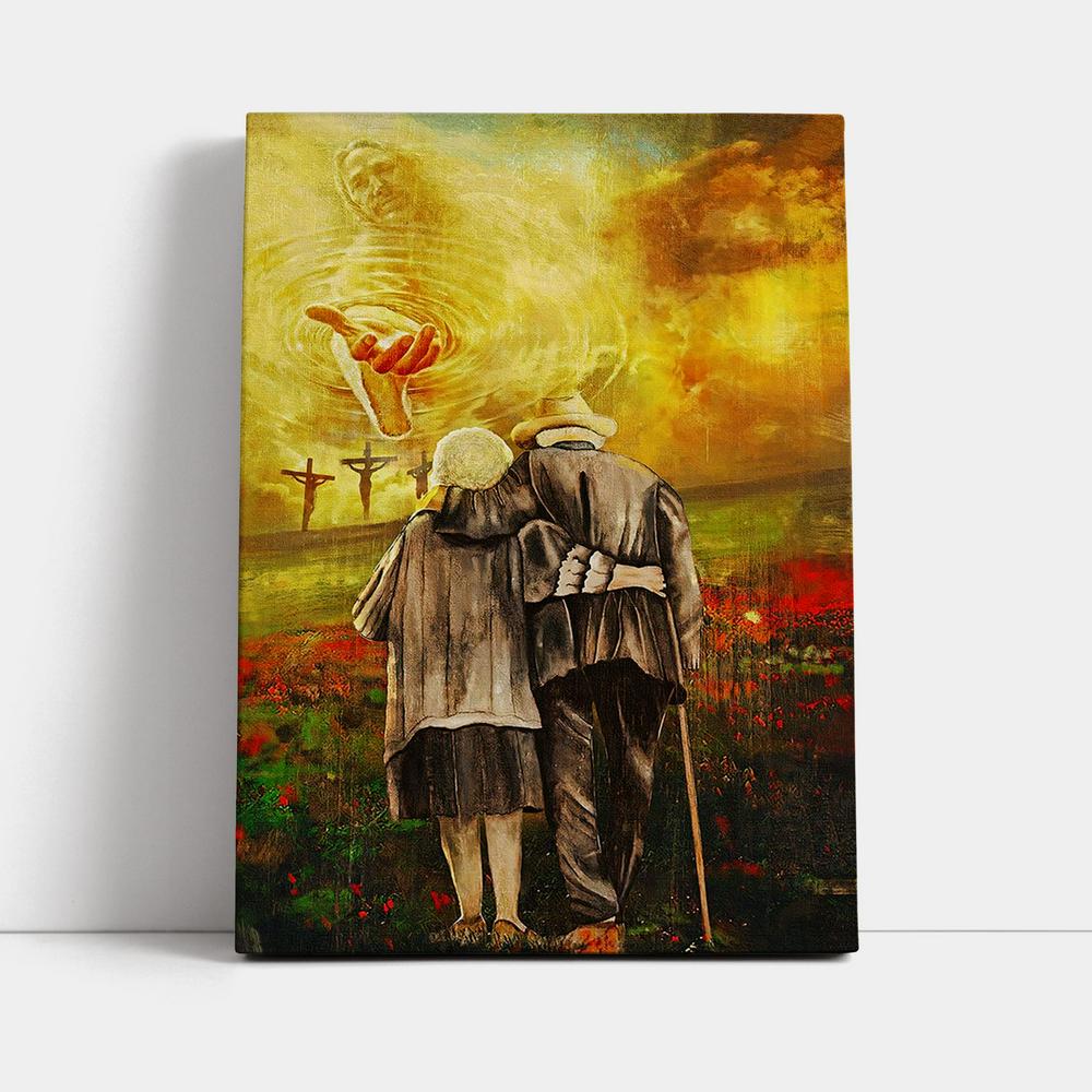 Jesus And An Old Couple Canvas Wall Art - Jesus Canvas Pictures - Christian Canvas Wall Art