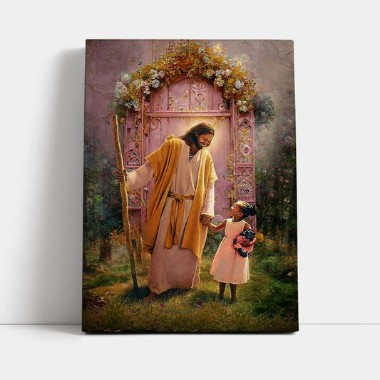 Jesus And Child Girl Canvas Pictures - Jesus Art Prints - Jesus Art - Christian Home Decor