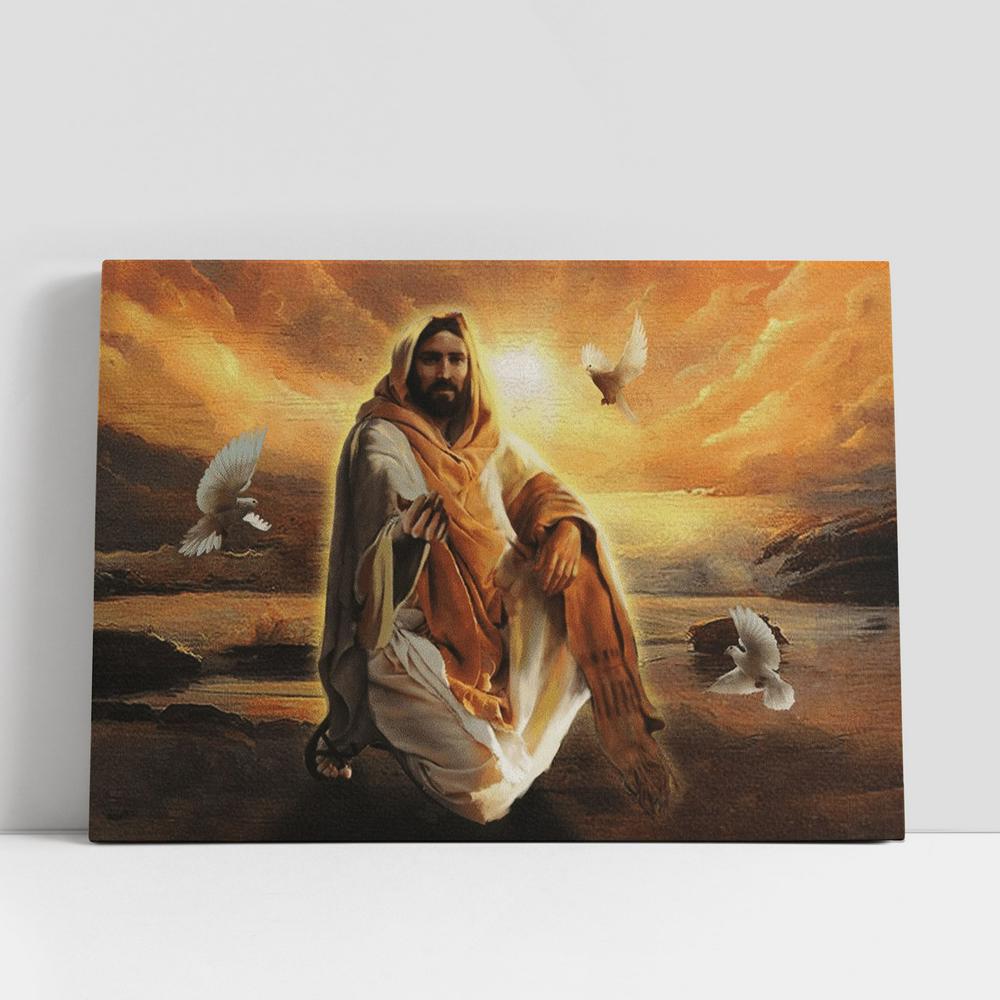 Jesus And Dove Give Me Your Hand Canvas Poster