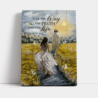 Jesus And Girl I Am The Way The Truth And The Life Canvas Wall Art - Christian Canvas Prints - Bible Verse Canvas Art