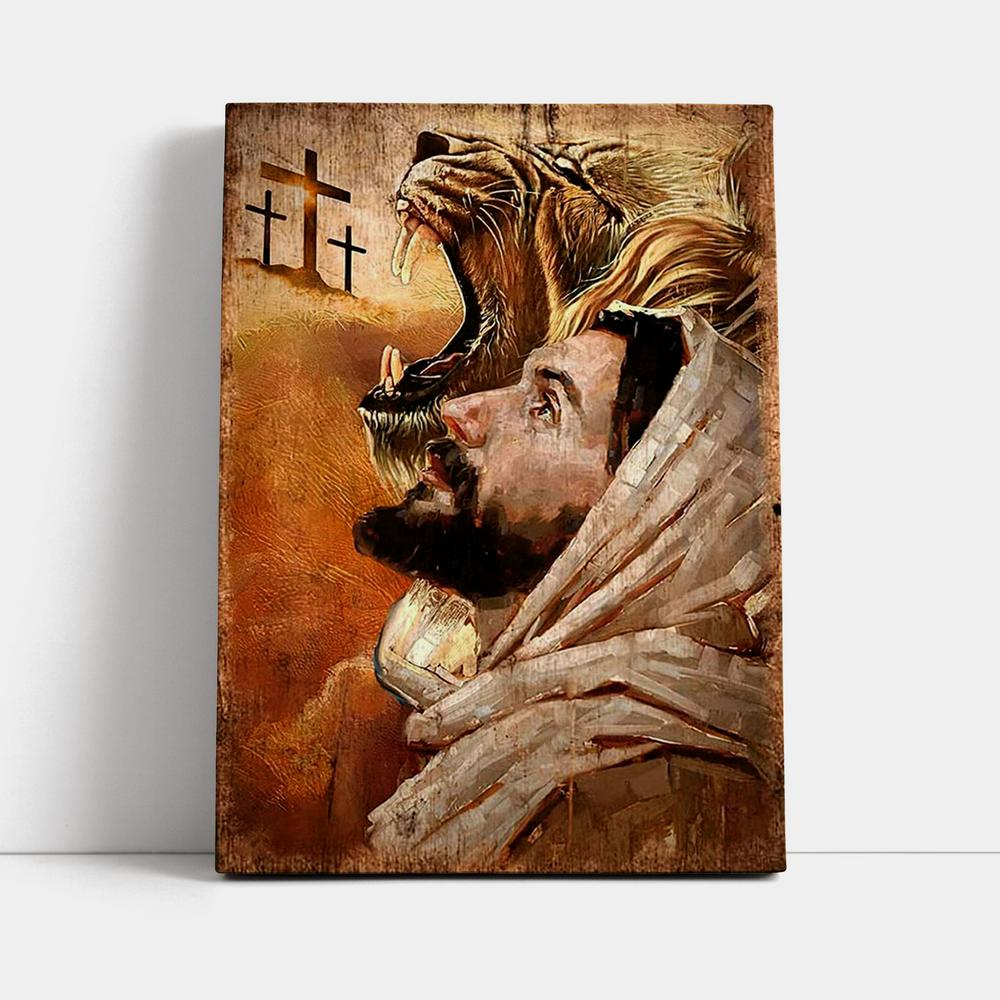 Jesus And Lion Canvas Prints - Lion Canvas Art - Christian Inspirational Canvas