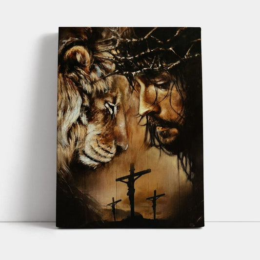 Jesus And Lion Face To Face Canvas Poster