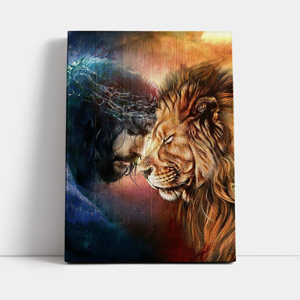 Jesus And Lion Of Judah Wall Art Canvas - Jesus Portrait Canvas Prints - Christian Wall Art