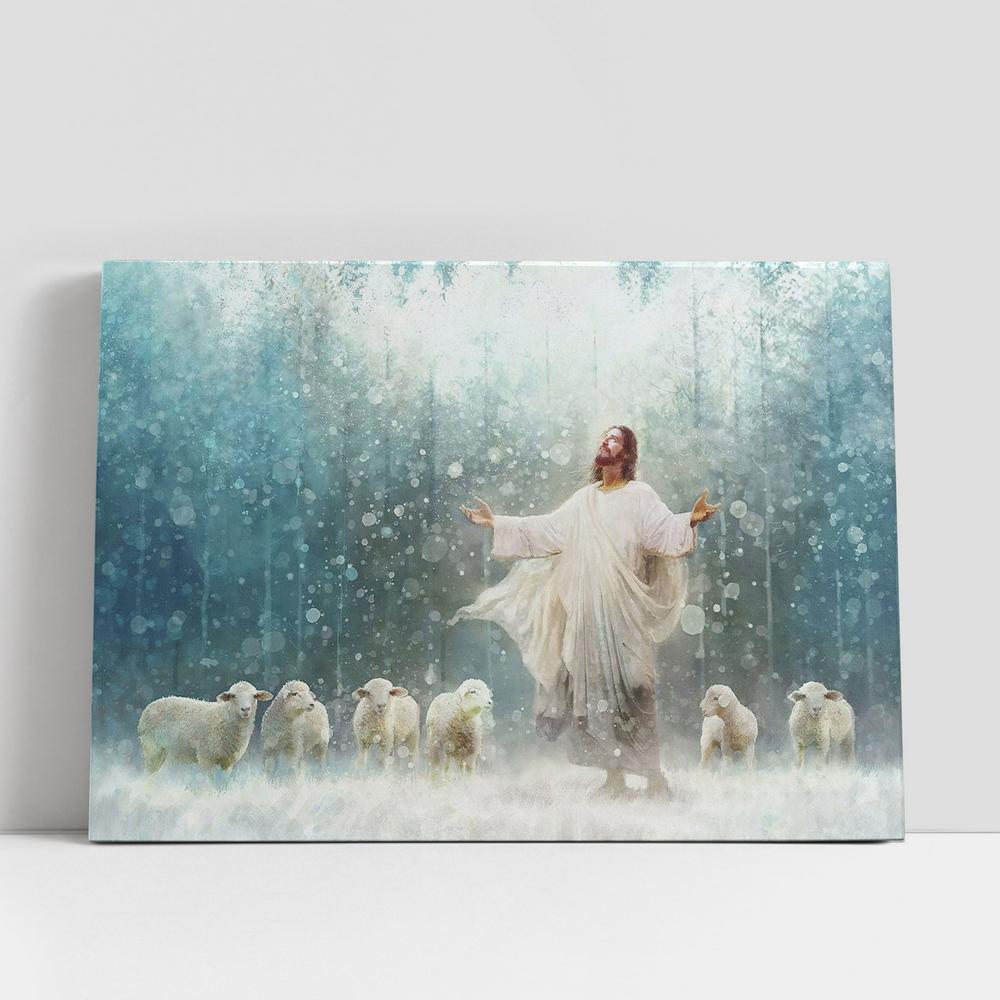 Jesus And The Lamps Canvas Wall Art, Jesus Canvas, Christian Gifts Wall Art, Jesus Wall Decor